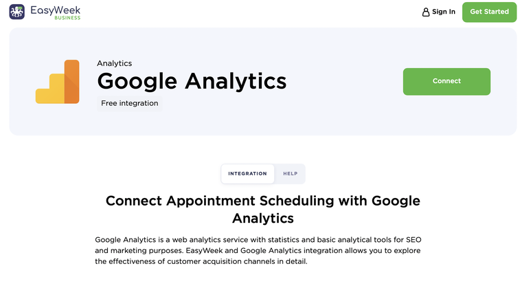 Google Analytics & EasyWeek integration